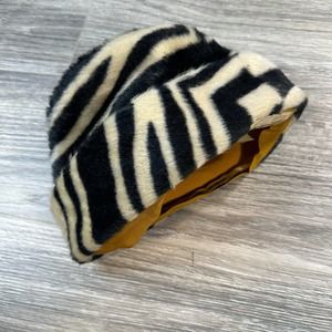 50s Vintage Charmer John Frederics Faux Fur Lined Hat in Zebra Print